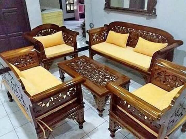 Kursi sofa tamu klasik Kayu Jati Perhutani kualitas Ekspor
